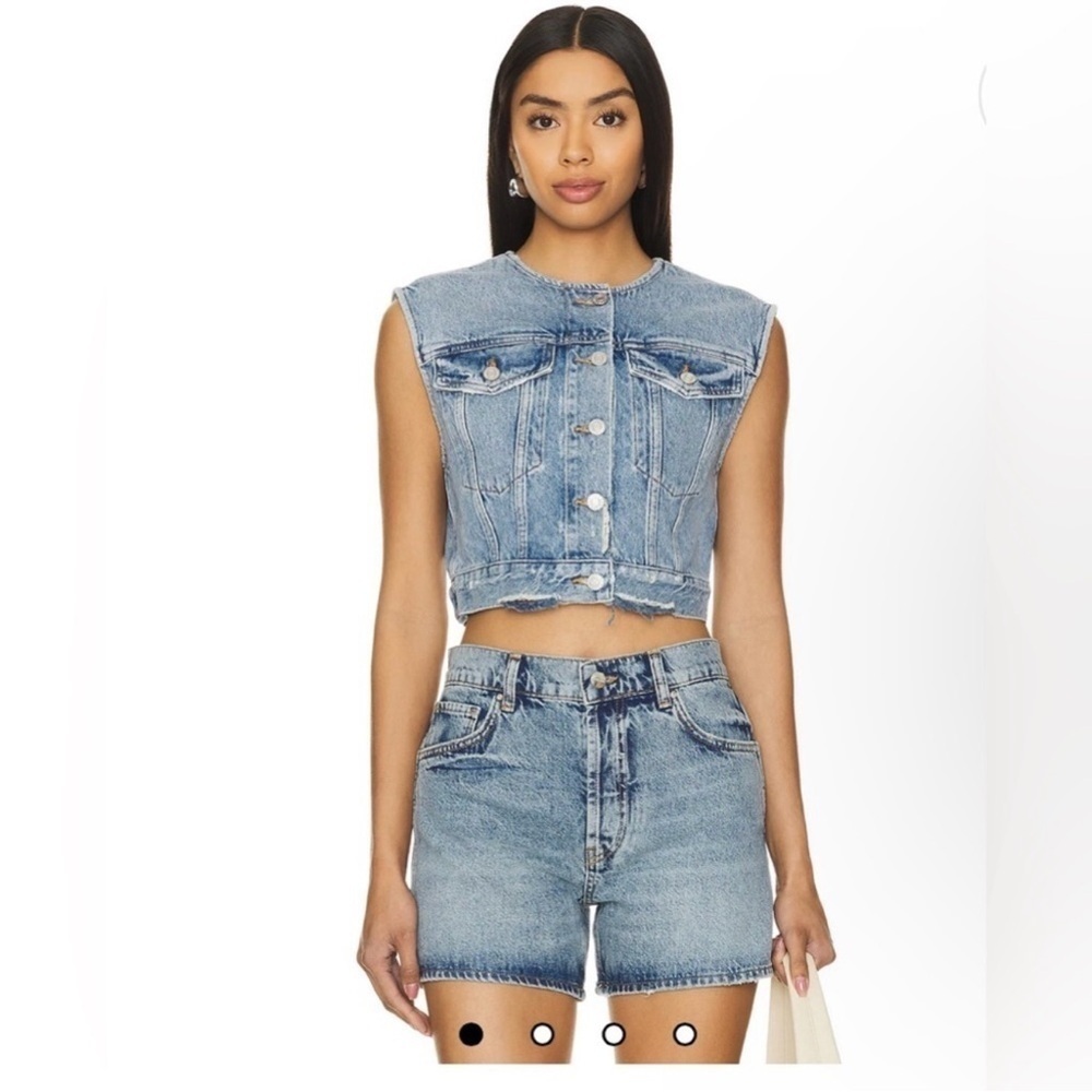 Agolde Light Blue Cropped Denim Vest